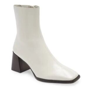 JEFFERY CAMPBELL Geist 70s Ice White Patent Leather Gogo Boots Booties